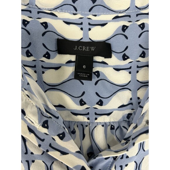 J Crew Siamese Cat Print 100% Silk Artsy Top Blouse Size 6 All Over Print - Picture 11 of 12